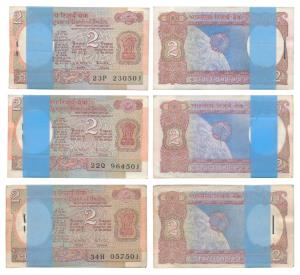 Rupees 2 Bundles (3), signed R. N. Malhotra, (J&R 6.2.11.1B). Uncirculated. (300)
