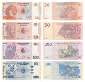 Congo, 20, 50, 200 & 500 Francs, 1997 & 2013, all notes ending in 786. Uncirculated. (4)