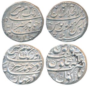 Aurangzeb, Silver Rupee, 11.29g, Narnol Mint, AH 1099/32, (KM 300.66); 11.44g, Dar-ul-Khil