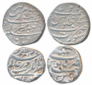 Aurangzeb, Silver Rupee, 11.43g, Patna Mint, RY 3 (KM 297.6); 11.43g, Surat Mint, AH 1091/