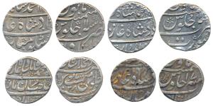 Muhammad Shah, Silver Rupee (4), Itawa, Surat, Shahjahanabad and Multan Mint, RY 11, AH 11