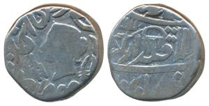 Silver Rupee, 10.4g, obv. with the name and portrait of Queen Victoria flanked by a sword 