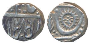 Tukoji Rao II, Silver ½ Rupee, Malhar Nagar Mint, in name of Shah Alam II, error date AH 2