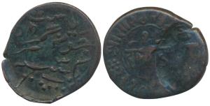 Rasul Muhammad Khan (AH 1309-1329; VS 1948-1968; 1891-1911 AD), Copper Dokdo, 3.98g, Error