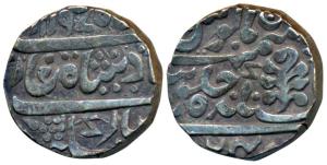 Anonymous Issue, Silver Rupee,10.78g, in the name of Shah Alam II, AH 1197/24, rev. Jhar (