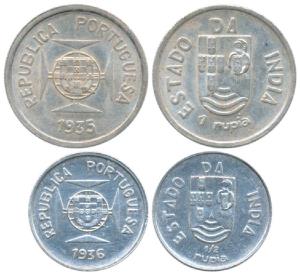 Silver Rupia and ½ Rupia, 1935 and 1936 (KM 23 & 22). Uncirculated. (2)