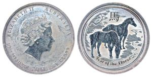 Australia, Elizabeth II, Silver 50 Cents, 15.5g, 2014, Year of the Horse. Extremely Fine.