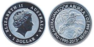 Australia, Elizabeth II, Silver Dollar, 31.1g, 2015, 25th Anniversary of the Australian Ko