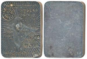 Tola Bar, Silver Ms. Manilal Chimanlal & Co, Silver 10 Tolas, 116.4g, obv. map of undivide