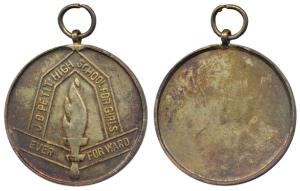 Parsi Medal, J.B. Petit High School, Copper Gilt, 30g, obv. emblem and motto of the school