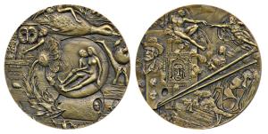 Bosh, Famous German Painter, Bronze 65g, obv. His name and his famous painting "Garden of 
