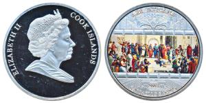 Raphael, Famous French Painter, Silver plated on copper 60g, obv. His famous painting " Th
