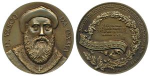500th Anniversary of Discovery of India, Bronze Medallion, obv.Portrait of Vasco Da Gama; 