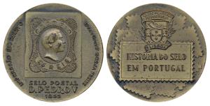 Indo Portuguese Monarchs, Bronze Medal, D. Pedro V (1855), obv. bust of the ruler; rev. le