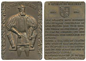 5th Viceroy of India Dom AFONSO DE NORONHA, Rectangular heavy Bronze Medal, 320g, obv. ful