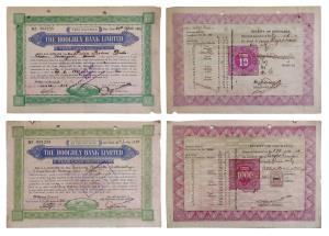 The Hooghly Bank Limited, Cash Certificate of Rupees 1000 and Rupees 10, 1950 and 1962. Ve