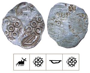 Archaic Punch Marked Coinage, attributed to Vidarbha Janapada, Godavari valley, Silver ½ K