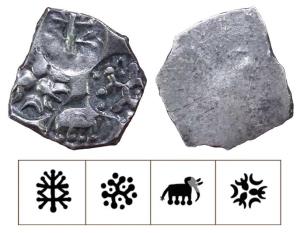 Archaic Punch Marked Coinage, attributed to Vidarbha Janapada, Godavari valley, Silver ½ K