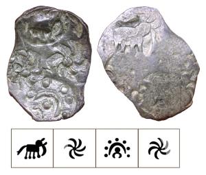 Archaic Punch Marked Coinage, attributed to Vidarbha Janapada, Godavari valley, Silver ½ K