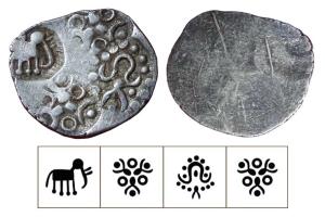 Archaic Punch Marked Coinage, attributed to Vidarbha Janapada, Godavari valley, Silver ½ K