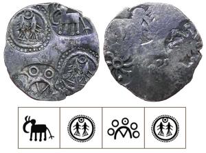 Archaic Punch Marked Coinage, attributed to Vidarbha Janapada, Godavari valley, Silver ½ K