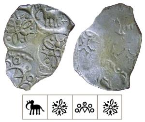 Archaic Punch Marked Coinage, attributed to Vidarbha Janapada, Godavari valley, Silver ½ K