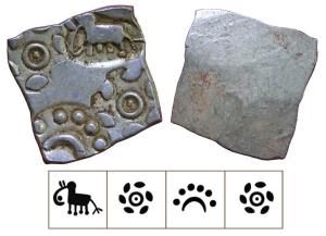 Archaic Punch Marked Coinage, attributed to Vidarbha Janapada, Godavari valley, Silver ½ K