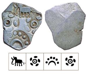 Archaic Punch Marked Coinage, attributed to Vidarbha Janapada, Godavari valley, Silver ½ K