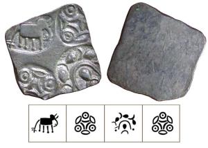 Archaic Punch Marked Coinage, attributed to Vidarbha Janapada, Godavari valley, Silver ½ K