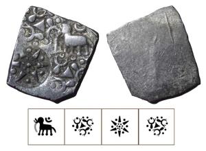 Archaic Punch Marked Coinage, attributed to Vidarbha Janapada, Godavari valley, Silver ½ K