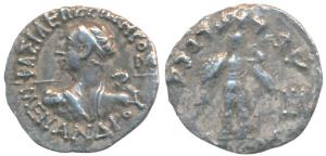 Indo-Greeks, Menander I, Silver Drachm, 2.22g, obv. diademed bust to left seen from behind