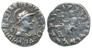 Indo-Greeks, Antialcidas, Silver Drachma, 2.06g, obv. bust of the ruler facing right, wear