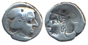 Western Kshatrapas, Silver Drachma, Error, obv. Brockage, nice deep and complete Lakhi imp