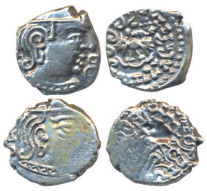 Kumaragupta (414-455 AD) Silver Drachma (2), obv. bust of the king to right, rev. stylized
