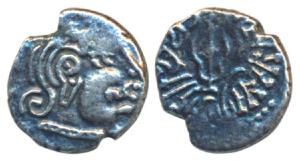 Maitrakas of Vallabhi, Sharva Bhattaraka, Silver Drachma, 1.4g, obv. bust of the king, rev