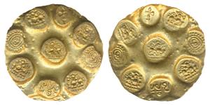 Nolambas of Nolambavadi, Nanni Nolamba (969-975 AD), Punch marked Gold Gadyana, 3.68g, dia