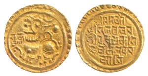 Kadambas of Goa, Jayakeshi Deva III (1188-1220 AD), Gold Gadyana, 4.36g, obv. a majestic l