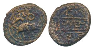Vijaynagar Empire, Tirumalraya (c. 1565-1578 AD), Copper Kasu, obv. a boar standing to rig