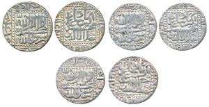 Akbar, Silver Rupee (3), 11.28g, 11.34g & 11.39g, Ahmedabad Mint, AH 983, Kalima type (KM 
