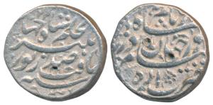 Nur Jahan (AH 1033-1037; 1623-1627), Silver Rupee, 11.23g, Agra Mint, poetic couplet on ob