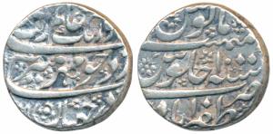 Aurangzeb, Silver Rupee, 11.48g, Zafarabad Mint, RY 10, Mihire Munir couplet, complete min