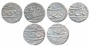 Muhammad Shah, Silver Rupee (3), Mustaqir-ul-Khilafat Akbarabad Mint, AH 1137/7; Bareli Mi