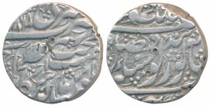 Amritsar Mint, Silver Rupee, 11.01g, Nanakshahi couplet, VS 1865 (KM 20.1). About Very Fin