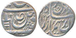 Rajinder Singh (VS 1933-1957, 1876-1900 AD), Silver Rupee, 10.99g, Sahrind Mint, obv. unat