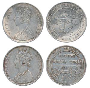 Alwar and Bikaner, Silver Rupee (2), with the name and portrait of Victoria, 1891 and 1892