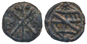 Portuguese Malacca (Malaysia), D. Sebastiao I (1557-1578 AD), Tin Dinheiro, 2.90g. obv. ar