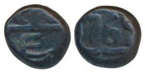 Copper 10 Cash or Dudu, 6.10g, obv. Bale mark with GCE, rev. date (1)769 between wavy line