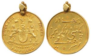 Gold Token, stylization that of a Mohur (Ashrafi) of the East India COmpany, 12.57g, 1819,