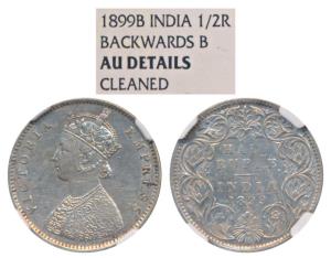 Victoria Empress, Silver ½ Rupee, 1899, Bombay Mint, A / I / B incuse, Inverted ‘B’, (Prid