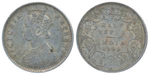 Victoria Empress, Silver ½ Rupee, 1899, Bombay Mint, A / I / B incuse, Inverted ‘B’, (Prid